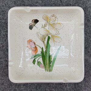 Vintage Treasure Craft Ashtray Trinket Dish butterfly Floral
